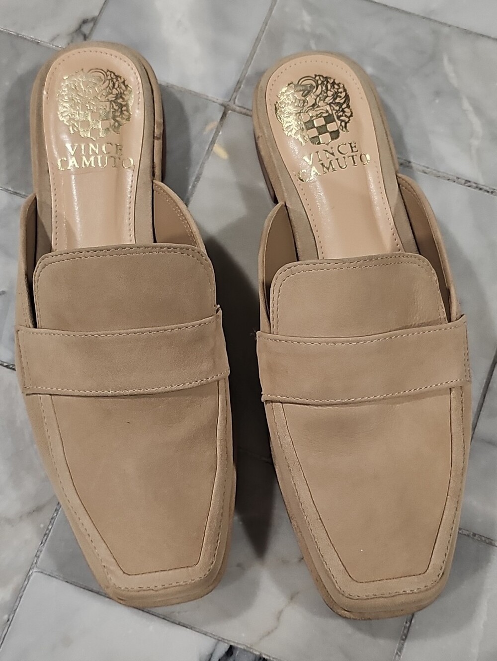 Vince Camuto Beige Suede Slip-On Mules Size 6
